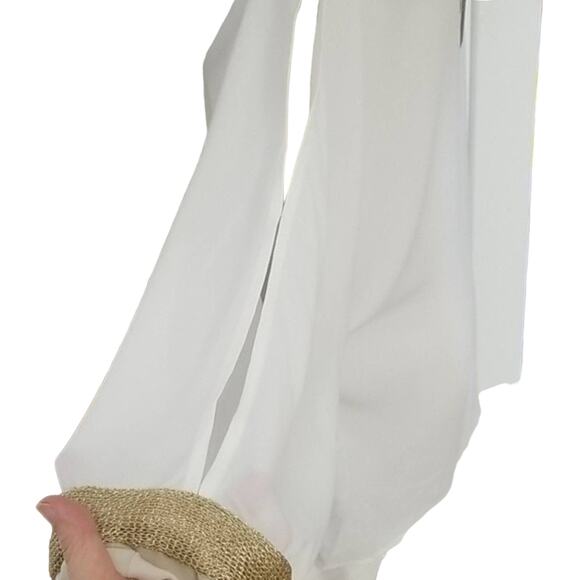 NWT  White Sheer Blouse with beautiful bell sleeve - Picture 4 of 7